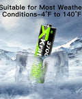 Top Shelf AA Rechargeable Lithium Batteries 3700Mah 8 Pack With Rapid Dock Charging Case in ice, suitable for extreme weather.