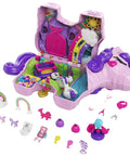 Unicorn Party Playset With 25 Surprises, pink unicorn toy, purple hair, accessories, confetti pinata fun, castle adventure, mini set.