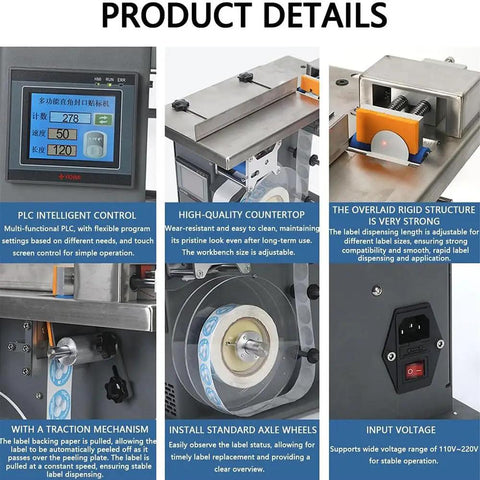 Semi-Automatic Desktop Labeling Machine With Touch Screen Control Precision Microcomputer System for accurate label dispensing features.