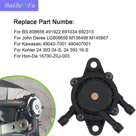 Replacement Fuel Pump For Lawn Mower With 24 393 04-S And 24 393 16-S 17HP To 25HP Engines Includes Fuel Filter And Fuel Line Shut Off Valve For Kawasaki Honda Deere Plug And Play Direct Fit Mower Parts
