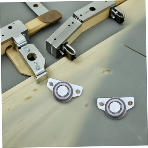 Heavy Duty Sliding Door Support Wheels With Adjustable Caster Rollers And Precision Bearings Smooth Operator Barn Door Hardware Replacement parts on wood surface.