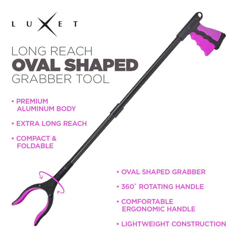 32 Inch Pink Aluminum Foldable Reacher Tool With Magnetic Tip And Strong Grip Long Reach Grabber For Shelves Or Floors Lightweight Trash Picker Claw For Elderly And Everyday Home Use