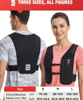 No Bounce Hydration Vest Pack For Men And Women With 500ml Soft Flask showcasing front and back view on models, size chart included