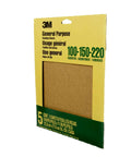 Aluminum Oxide Sandpaper Set 9 By 11 Inch 5 Sheets With Assorted Grit 100 150 220 in packaging
