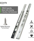 Heavy Duty 18 Inch Drawer Slides Set With Soft Close And Full Extension 3 Fold Ball Bearing Rails, shown uninstalled with hardware.