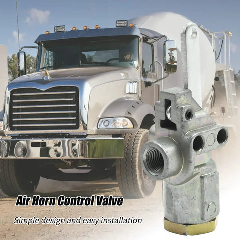Volvo Air Horn Control Valve Replacement 228928 shown with Mack Bendix truck in background, plug-and-play install.