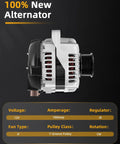 Side view of High Output Drop In Alternator For Toyota Camry Highlander Solara And Scion tC 2.4L 100A Replacement, 7-groove pulley.