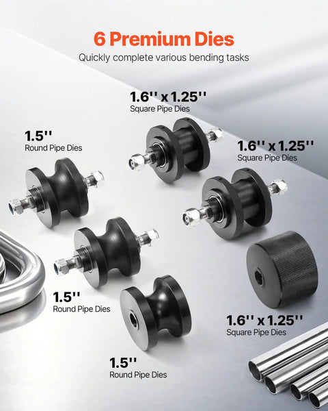 6 premium dies for Tube Roller Bender Kit Workhorse With 6 Dies For Up To 1 And A Half Inch Tubing And Flat Bar Manual Copper Aluminum