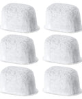 Six white Breville water filter cartridges (activated charcoal) for BWF100.