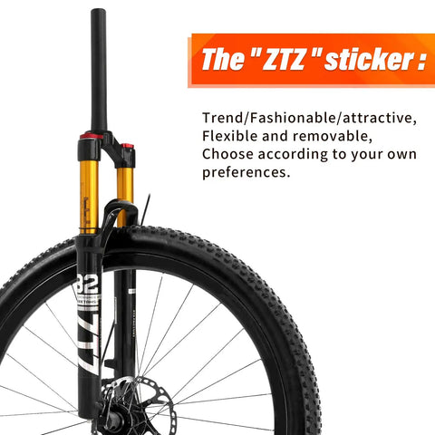 Front view of Air Mountain Bike Suspension Fork For 26 27.5 29 Inch Bikes showing 32mm tubes, 9mm quick release feature, and ZTZ sticker.
