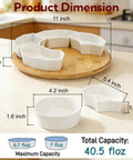 11 Inch Porcelain Lazy Susan Serving Tray Set with 360 Degree Rotating Base and Removable Divided Dishes, 7 Piece Kitchen Server