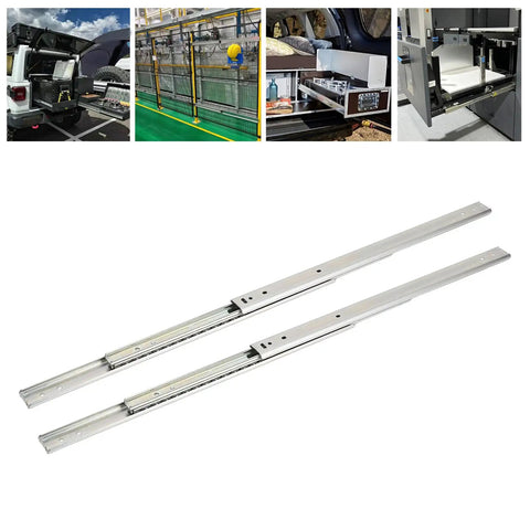 2 Pack 200mm Drawer Slide With 27mm Width 3 Section Full Extension And Double Layer Ball Bearings shown in various uses