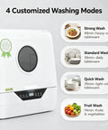 Portable Countertop Dishwasher With 360 Swishing Spray And Crisp Led Interface showing 4 wash modes on display.
