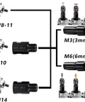 4 Piece Angle Grinder To Die Grinder Adapter Kit Converts M10 And M14 Grinders To 5/8-11 Threads diagram with adapters