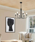 6 Light Black Vintage Chandelier Pendant Ceiling Light for Living Room Dining Room Kitchen Island Hardwired Fixture