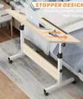 Rolling Desk On Wheels With Adjustable Height For Laptops And Home Office Use Portable Small Standing Desk with stopper design