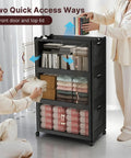 Stackable Storage Bins With Lids And Lockable Cabinet 720 Quart Capacity Foldable Storage Boxes With Doors And Wheels Plastic Drawers