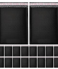 50 Pack Black PE Bubble Mailers with Self Seal Closure, front view showing padded shipping envelopes and waterproof design