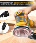 Cordless Palm Sander Tool Only Brushless Motor 5 Inch Random Orbital Sander with efficient dust collection system.