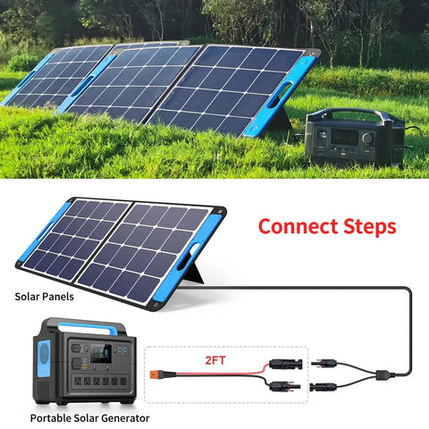 Heavy Duty Solar Extension Cable To Xt60I Plug 10 Awg 2 Foot Solid Tinned Copper Wire with solar panels and generator setup.