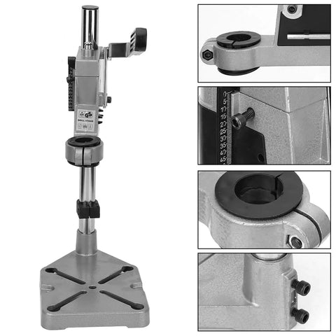 Vertical Drill Stand For Hand Drills Adjustable Drill Press Adapter Rock Solid Aluminum Construction Fits 38 To 43 mm Collar