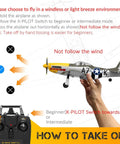 Guide showing how to take off the P51 Mustang RC Plane With Brushless Motor, 4 Channel Flight, XPilot Stabilizer For Easy, Smooth Control