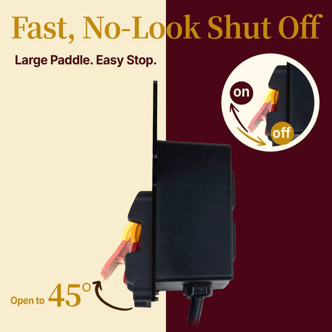 No Sweat Paddle Safety Switch With Dual Outlets And Key Lock For Router Tables and Table Saws featuring large paddle design.
