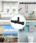 Beefy 120 To 240 Inch Curtain Rod Matte Black 1 Inch Drape Rod For Bedroom Living Room Divider Adjustable Heavy Duty Curtain Rod For Patio Rustproof Steel With Cap Finials displayed in multiple setups