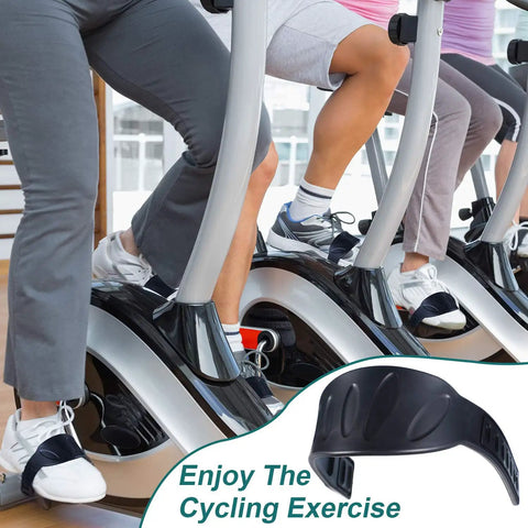 Cyclists using 2 Pairs Universal Exercise Bike Pedal Straps For Home Gym Durable Rubber Straps Built Wider And Longer For Maximum Comfort
