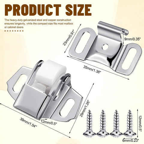 Mailbox Replacement Roller Catch Latch Kit With Screws Hardware DIY Friendly Easy Install Durable Roller Wheel Spring Door Catch