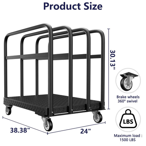 Heavy Duty Panel Push Cart Builds Tough Converts To A Flatbed Dolly Hauls 1500 Pounds Of Lumber Plywood And Bulky Gear Without The Sweat For Any Real Life Worksite, measuring 38.38x24x30.13 inches.