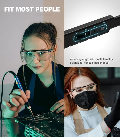 Anti Fog Safety Glasses With Side Shields UV400 Protection Tough As Nails Eyewear For Men And Women With Black Lenses shown in use