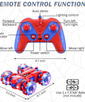 Image showing remote control functions for the Spider 4WD Remote Control Car With 2.4GHz Radio, double-sided drifting, rotating stunt.