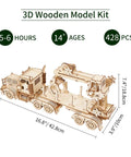 3D Wooden Puzzle for Adults and Teens, Mechanical Truck Crane Model Kit, DIY Wood Craft Hobby Toy, 16.8x7.4x3.9 in