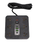Game Changer Smart Power Strip Surge Protector With 12 AC Outlets 4 USB And 2 USB C Ports showing top view with wide spacing and reset switch.