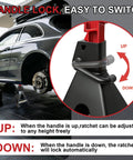 Heavy Duty 3 Ton Jack Stands With Adjustable Height From 11.22 To 16.54 Inches, 6,600 Lbs Per Stand in use under vehicle