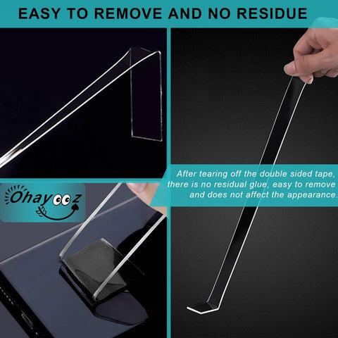 Extra Strong Double Sided Tape Heavy Duty Removable 10ft Clear Nano Adhesive Wall Tape being removed without residue