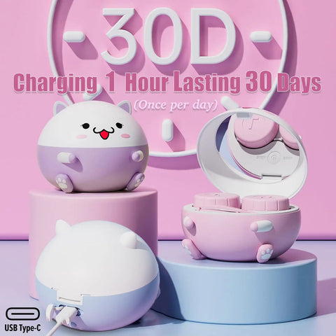 Contact Lens Cleaning Machine With Solution Soak Case And Applicator Tool Travel Size Pink, 30-day charge indicator
