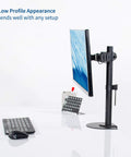 Heavy Duty Steel Reinforcement Bracket And Mount Plate For Glass Or Thin Desks Secures C Clamp Monitor Arm With Anti Slip Pads on a modern desk.