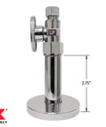 Chrome PEX Stub-Out Cover And Wall Mounted Support, showing 2.75 inch extension from wall with sleek finish, for clean pipes.