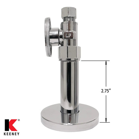 Chrome PEX Stub-Out Cover And Wall Mounted Support, showing 2.75 inch extension from wall with sleek finish, for clean pipes.