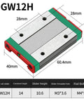 MGW12H carriage block dimensions for Miniature Linear Guide Rail Kit With MGW12C H Carriage Block And MGW12H Carriage, 100 To 1000mm Travel