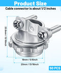 Heavy Duty Zinc Wire Clamps Bulk Pack Of Fifty Secure Electrical Box Connectors With Ironclad Strain Relief Fittings, 1/2 inch size.