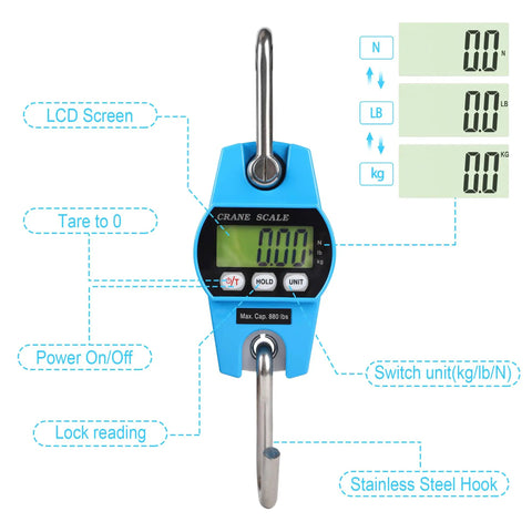 Heavy Duty Digital Crane Scale 660 Lb Handheld Hanging Weight Scale With Crisp Backlit Lcd Display Slick Grip Handle Hella Accurate Readouts For Farm Rig And Job Site Grind