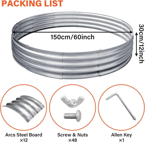 Beefy 60 Inch Galvanized Steel Fire Pit Ring Raised 12 Inch Heavy Duty Wood Burning Campfire Ring with assembly parts list