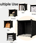 Portable 25-Cube Storage Organizer With 14x14 Inch Cubes, Heavy-Duty Metal Panel Shelving, shown with books and storage bins