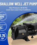 1.75 HP Cast Iron Shallow Well Jet Pump 2070 GPH Above Ground Booster Water Transfer Pump 0 To 25 Ft Deep Dual Voltage