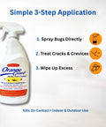 All Natural D Limonene Go To Pest Control Spray With Orange Peel Oil 32oz bottle showing simple 3-step application method.