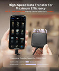 CreateMate Mini SD Card Reader Case With 6-Slot Storage And Ultra Fast 2-In-1 USB 3.1 Type-C Transfer connected to phone