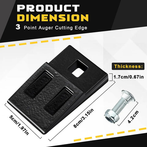 Four Pack 3 Point Auger Cutting Edges With Screws Square Hole Teeth Replacement For Heavy Duty Post Hole Digger